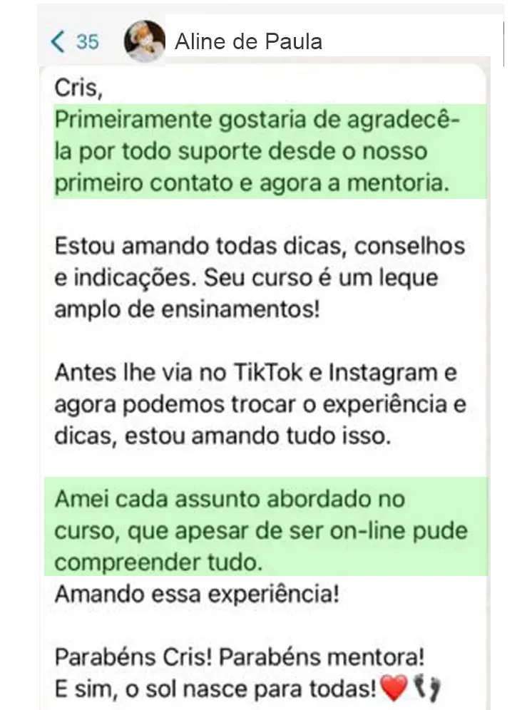 Depoimento de aluna